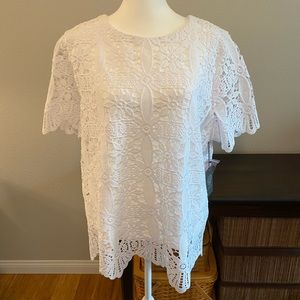 Vince Camuto XL White Lace Blouse
